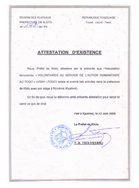 Attestation d'existence