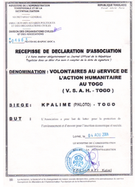 Récépissé de déclaration d'association Récépissé de déclaration d'association